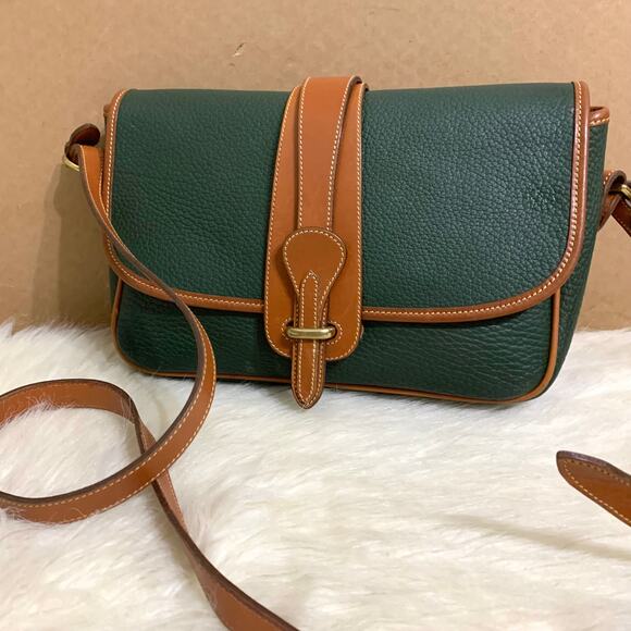 DOONEY & BOURKE Vintage All Weather Leather Green EQUESTRIAN Flap XBody R54 - Picture 16 of 16
